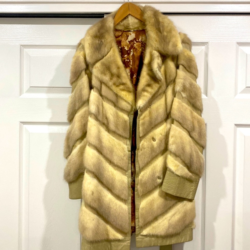 Leather and real fur coat